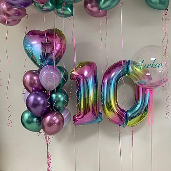 Шары на 10 лет «Яркая радуга»