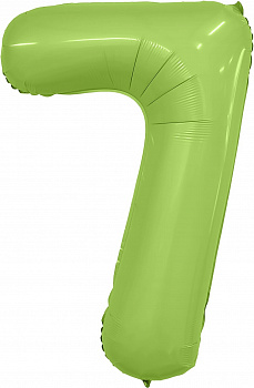 Шар (40''/102 см) Цифра, 7 Slim, Фисташка, Сатин, 1 шт. в упак.