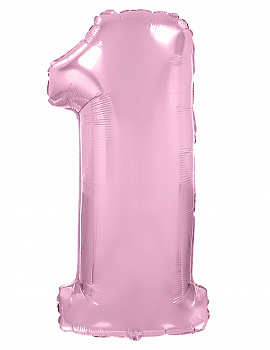 Воздушный шар (40''/102 см) Цифра, 1, Розовый, 1 шт. Flexmetal, ИСПАНИЯ