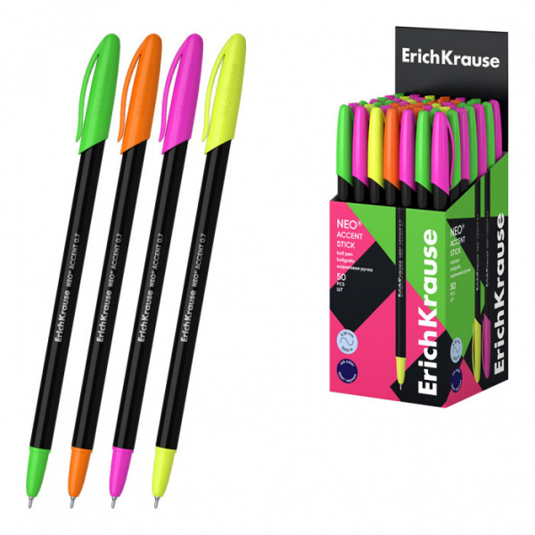Ручка шариковая ErichKrause® Neo® Accent, цвет чернил синий (в коробке по 50 шт.)