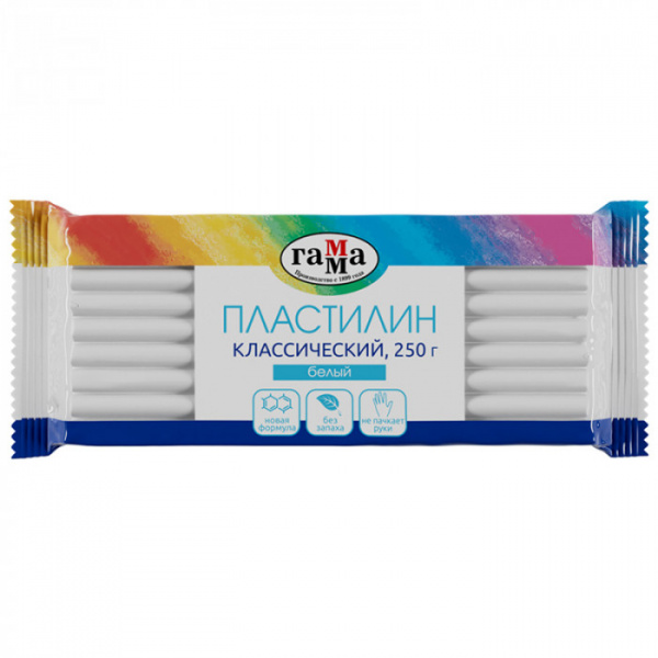 Пластилин Гамма "Классический", белый, 250г 270818_01