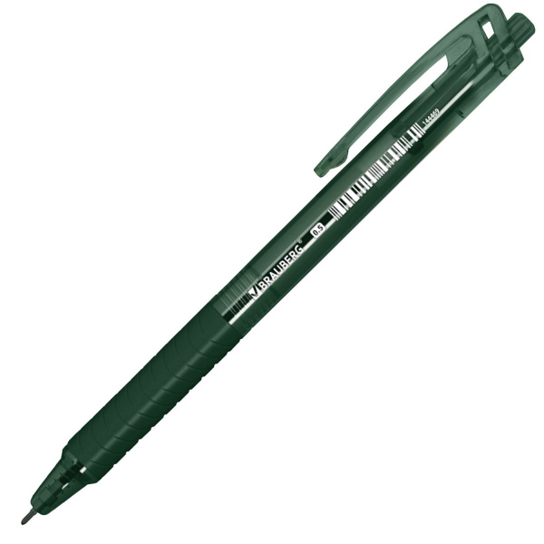 Ручка шариковая автоматическая с грипом BRAUBERG "CLASSIC DARK COLOR", СИНЯЯ, ассорти, пишущий узел 