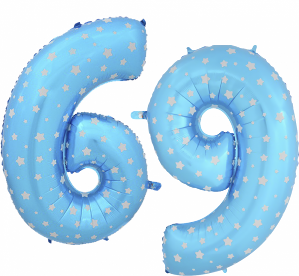 Шар (40''/102 см) Цифра, 6 и 9, Синий, 1 шт.