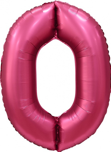 Шар (34''/86 см) Цифра, 0, Бордовый, Сатин, 1 шт. в уп.