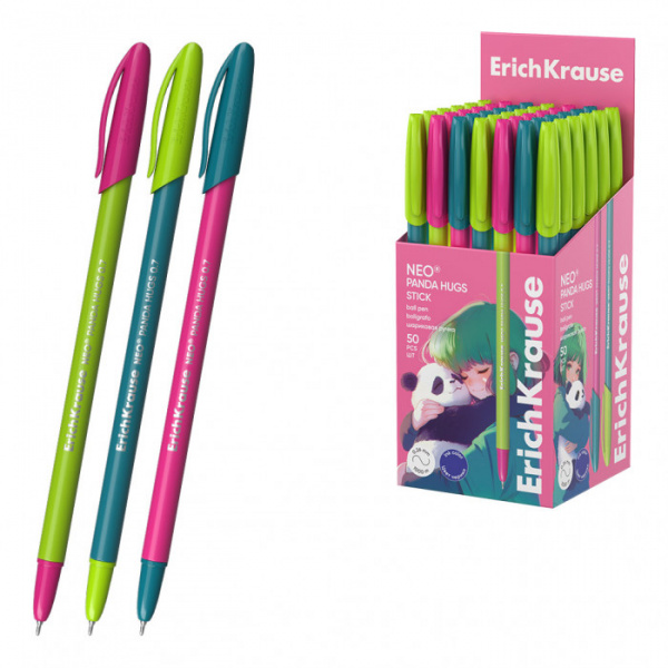 Ручка шариковая ErichKrause Neo® Stick Panda Hugs 0.7, Super Glide Technology, цвет чернил синий (в 