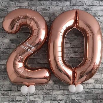 Фольгированные цифры 20 розовое золото