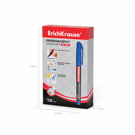 Перманентный маркер ErichKrause® P-70, цвет чернил черный