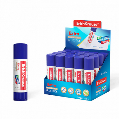 Клей-карандаш ErichKrause Extra, 8г (в коробке-дисплее по 30 шт.)