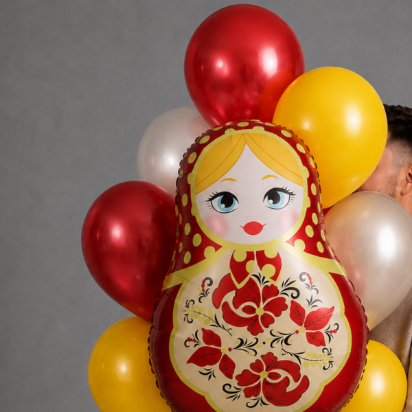 Связка воздушных шаров с Матрешкой