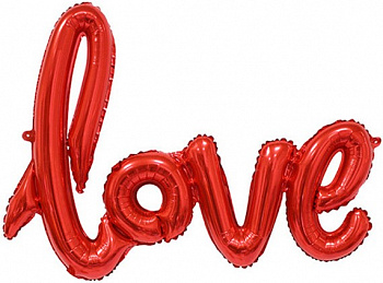 Шар (41''/104 см) Фигура, Надпись "Love", Красный, 1 шт.