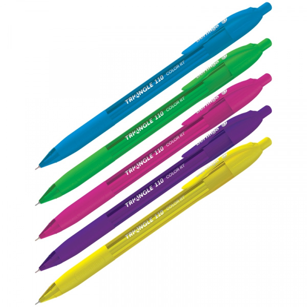 Ручка шариковая автоматическая "Triangle 110 RT Color" синяя, 0,7мм, трехгран., игольчатый стержень 