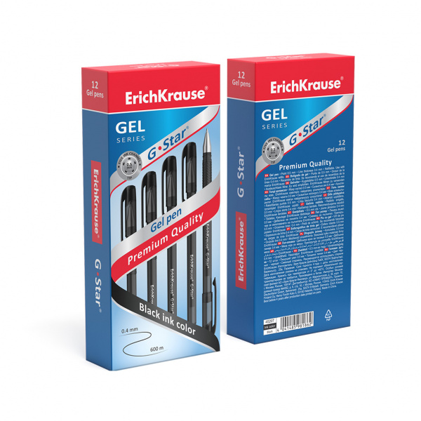 Ручка гелевая ErichKrause® G-Star® 0.5, цвет чернил черный (в коробке по 12 шт.)
