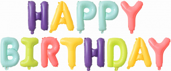Набор шаров-букв (16''/41 см) Мини-Надпись "Happy Birthday", Макарунс, Ассорти, 1 шт. в упак.