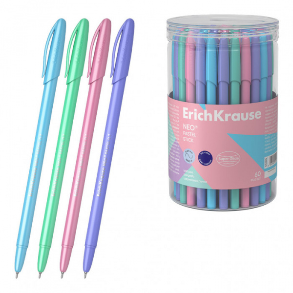 Ручка шариковая ErichKrause® Neo® Pastel pearl, цвет чернил синий (в тубусе по 60 шт.)