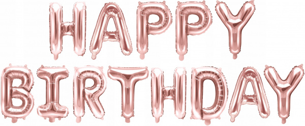 Набор шаров-букв (16''/41 см) Мини-Надпись "Happy Birthday", Розовое Золото, 1 шт. в упак.