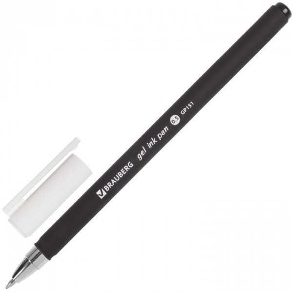 Ручка гелевая BRAUBERG "Matt Gel", ЧЕРНАЯ, корпус soft-touch,
узел 0,5 мм, линия 0,35 мм, 142944