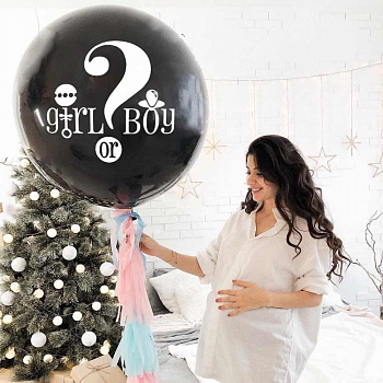 Большой шар-сюрприз «Girl or boy» (90 см.) на тассел гирлянде 1 шт.