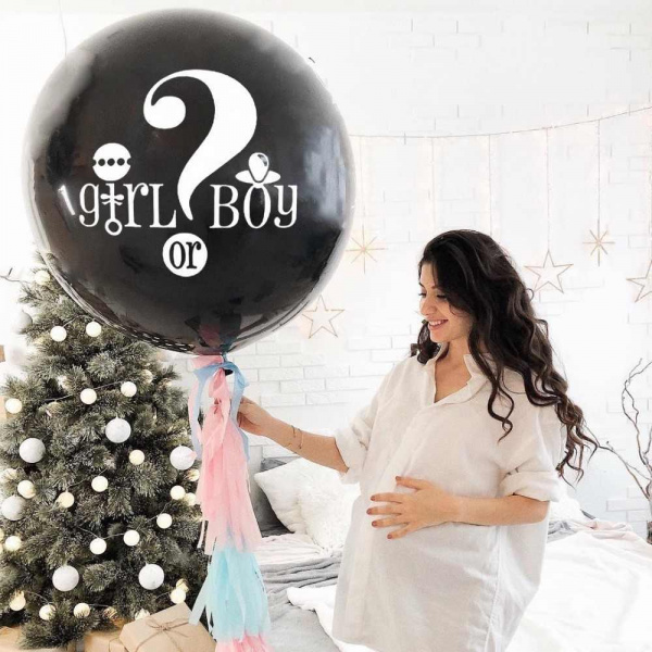 Большой шар-сюрприз «Girl or boy» (90 см.) на тассел гирлянде 1 шт.