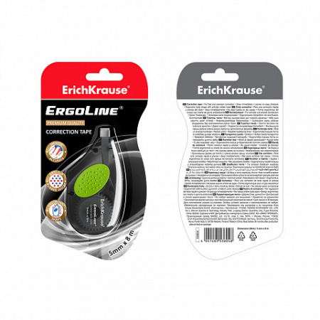 Корректирующая лента ErichKrause® ErgoLine® с резиновой вставкой, 5мм х 8м (в блистере по 1 шт.)