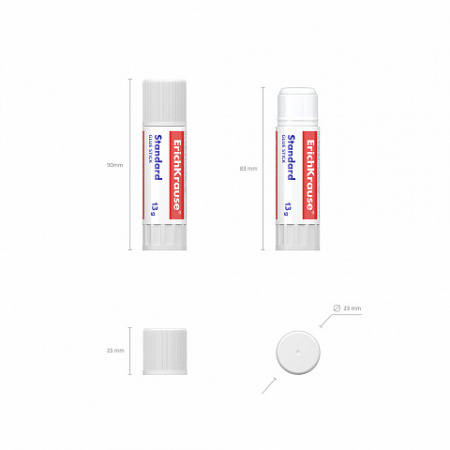 Клей-карандаш ErichKrause® Standard, 13г (в коробке-дисплее по 24 шт.)