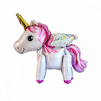 Y Фигура 83 Единорог с крыльями PINK 3D 54см Х 58см шар фольга