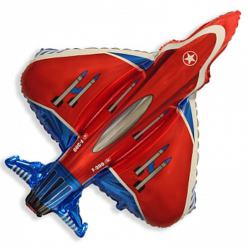Шар (39''/99 см) Фигура, Самолет Истребитель, Красный, 1 шт. Flexmetal, ИСПАНИЯ