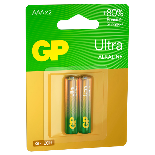 Батарейка GP Ultra G-Tech AAA (LR03) 24AU алкалиновая, BC2 GP 24AUA21-2CRSBC2