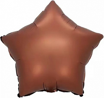Шар (18''/46 см) Звезда, Шоколад, Сатин, 1 шт.