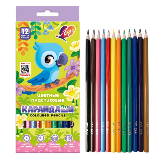 Карандаши 12цв Луч ZOO, шестигран., пластиковые