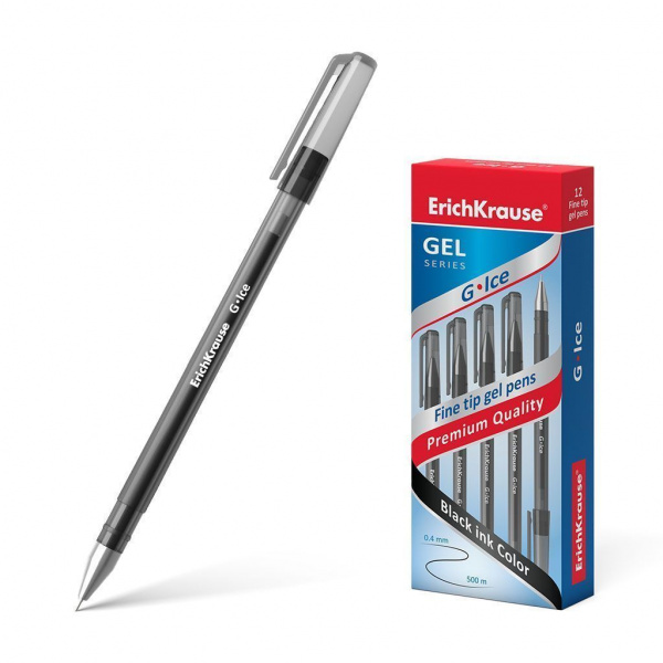 Ручка гелевая ErichKrause G-Ice Stick Original 0.5, цвет чернил черный (в коробке по 12 шт.)