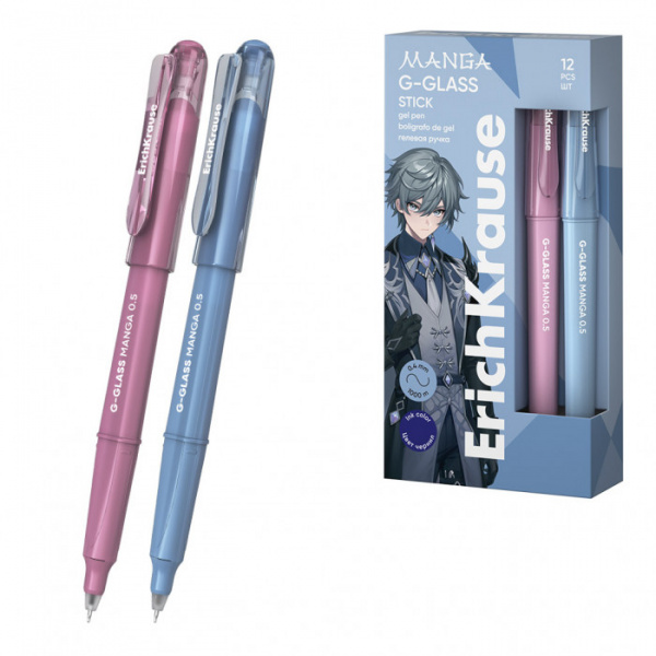 Ручка гелевая ErichKrause G-Glass Stick Manga 0.5, цвет чернил синий (в коробке по 12 шт.)