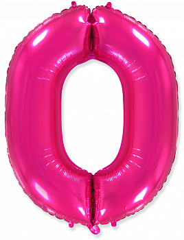 Шар (40''/102 см) Цифра, 0, Фуше, 1 шт.