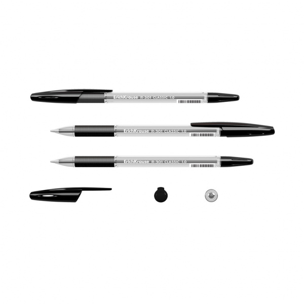 Ручка шариковая ErichKrause® R-301 Classic Stick&Grip 1.0, цвет чернил черный (коробка 50 шт.)
