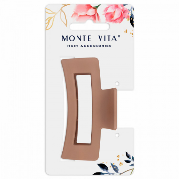 Краб для волос "Геометрия" 8,5 см, soft-touch, коричневый, MONTE VITA, 457001