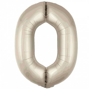 Шар (40''/102 см) Цифра, 0 Slim, Мистик, Кремовый, Сатин, 1 шт. в уп.