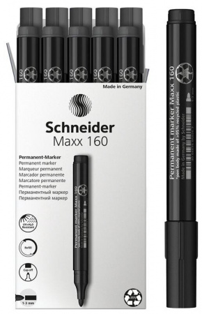 Маркер перманентный Schneider "Maxx 160" черный, пулевидный, 3мм 116001