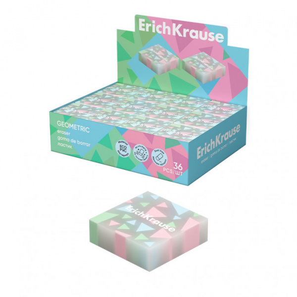 Ластик ErichKrause Geometric  (в коробке по 36 шт.)