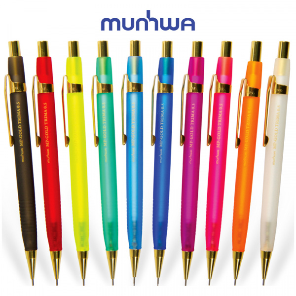 Карандаш механический MunHwa "MP Gold Trima" 0,5мм, с ластиком, корпус ассорти BMPG05