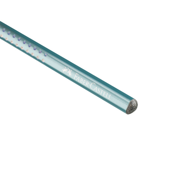 Карандаш ч/г Faber-Castell "Sparkle" В, трехгранный, заточен., голубой металлик 118262