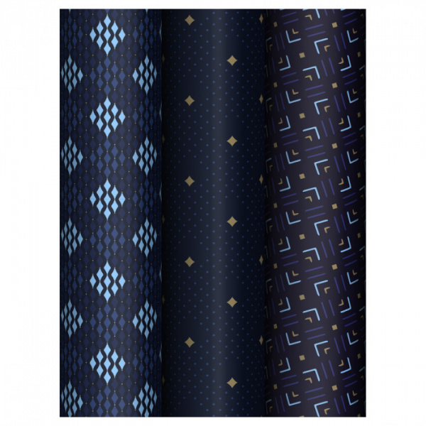 Упаковочная бумага глянц. 70*100см, MESHU "Strict pattern", 80 г/м2, ассорти, 3 дизайна MS_62825