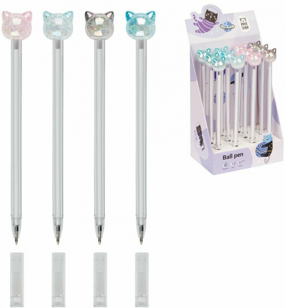 Ручка шариковая MESHU "Crystal Kitten", синяя, 0,7мм, корпус ассорти MS_02934