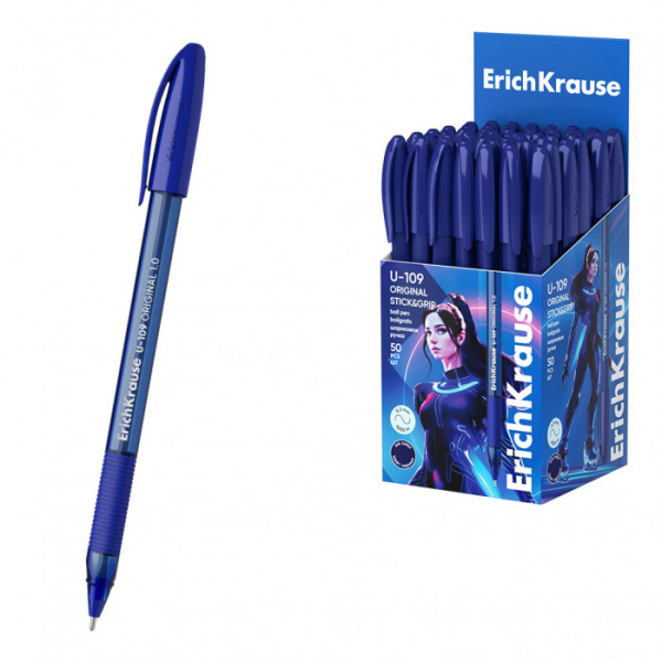 Ручка шариковая ErichKrause® U-109 Original Stick&Grip 1.0, Ultra Glide Technology, цвет чернил сини