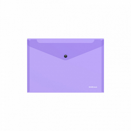 Папка-конверт на кнопке пластиковая  ErichKrause® Fizzy Vivid, полупрозрачная, A4, ассорти  (в пакет