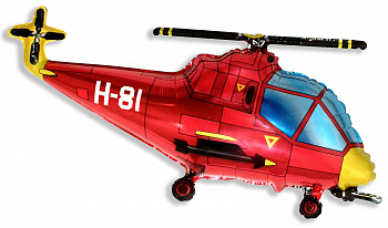 Фольгированный шар (38''/97 см) Фигура, Вертолет, Красный, 1 шт. Flexmetal, ИСПАНИЯ