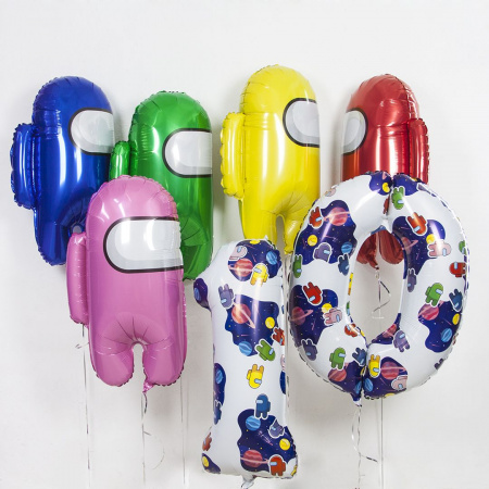 Шар (26''/66 см) Фигура, Космонавтик, Игра среди нас, Желтый, 1 шт.