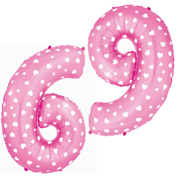 Шар (40''/102 см) Цифра, 6 и 9, Розовый, 1 шт.