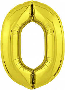 Шар (40''/102 см) Цифра, 0, Золото, 1 шт. в упак.