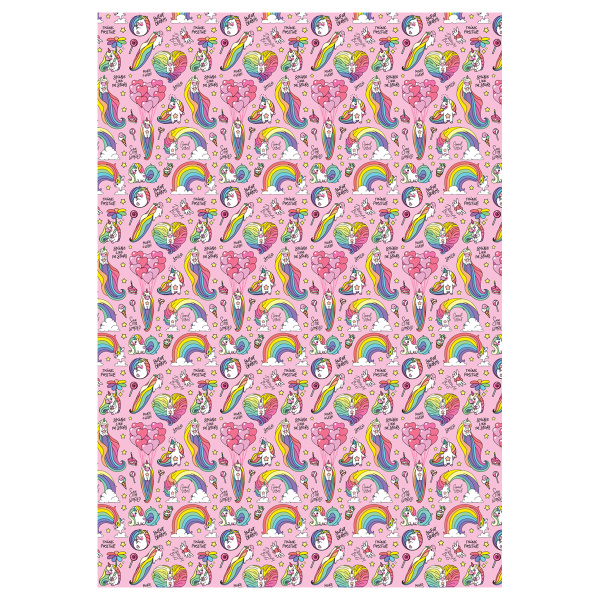 Упаковочная бумага глянц. 70*100см, MESHU "Unicorn", 80 г/м2, ассорти, 4 дизайна MS_62805