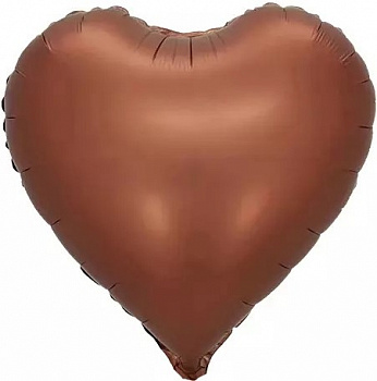 Шар (18''/46 см) Сердце, Шоколад, Сатин, 1 шт.