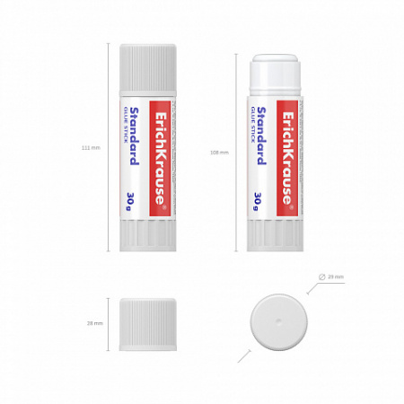 Клей-карандаш ErichKrause® Standard, 13г (в коробке-дисплее по 24 шт.)
